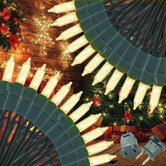 Pooqla Christmas Lights, 200LED Mini String Lights, Green Wire, 2 Packs, Warm White, Indoor Outdoor for Xmas Tree Patio Party Festival