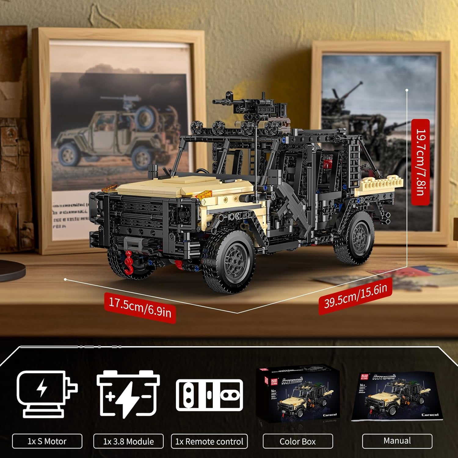 Ylutex Military Off-Road Truck Building Block Set, Remote APP Control Assault Car Model Construction Building Block Kits, Adult Collectible Model Vehicle Sets(1577 Pieces)
