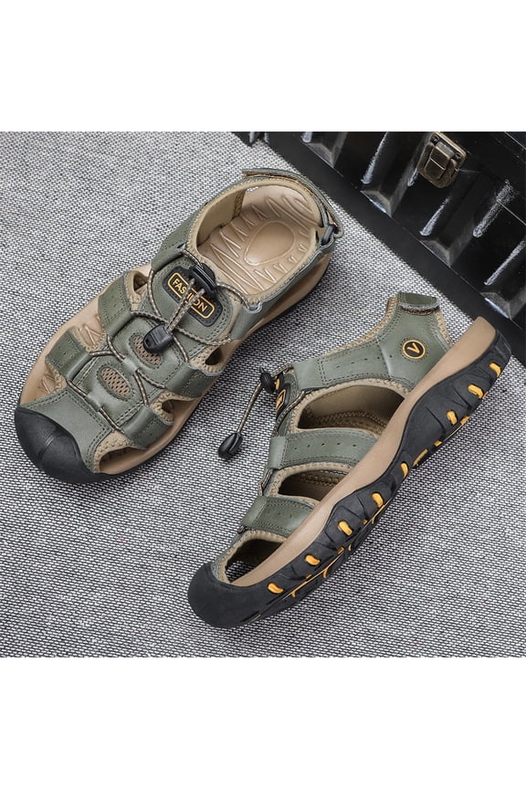 Genuine Leather Toe Guard Outdoor Adjustable Strap Hiking Sandals