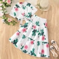 thumbnail image 6 of Girls 2 Piece Outfits Floral Lapel Button Shirts and Skirts Sets Summer Short Sleeve Suits for Kids Green 9-10 Years, 6 of 9
