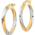 thumbnail image 2 of 14K Two-Tone Polished Twist Hoop Earrings (Width 24.8) (Length 25.9) - Jbsp, 2 of 5