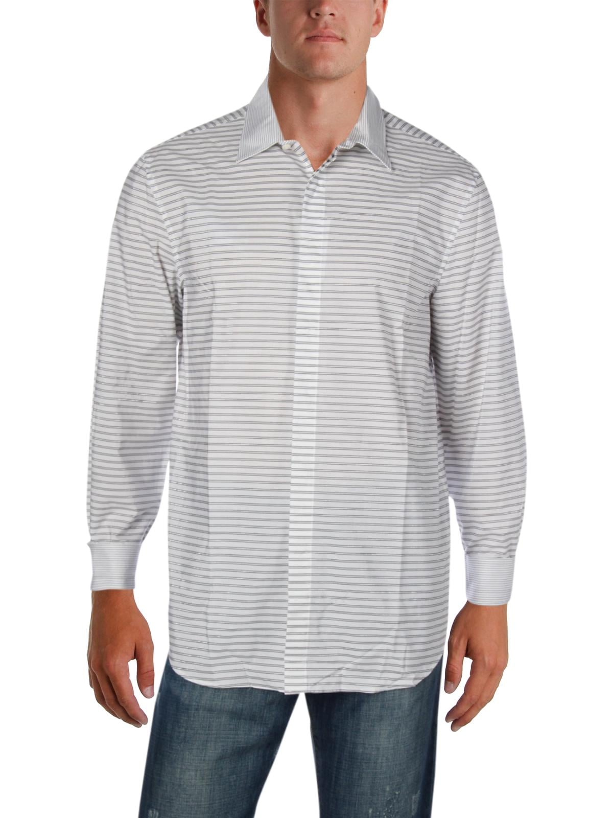 Perry Ellis Mens Striped Button Up Shirt 