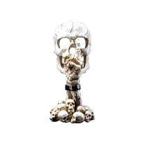 JIhuahe Horror Gothic Skull Candle Holder for Tealight Cups, Spooky Statue Decor for Home Kitchen Parties Creating Creepy Goth Ambiance and Art Display,White