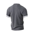 thumbnail image 4 of LWavelet Men's Short Sleeve Polo Shirt, Jacquard Textured Contrast Panel Collared Top for Casual & Streetwear Gray L, 4 of 5