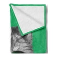 thumbnail image 2 of Sunglasses Soft Flannel Fleece Throw Blanket, Illustration of an Exotic Wolf Portrait in Greyscale Drawn by Hand, Cozy Plush for Indoor and Outdoor Use, 70" x 90", Green Dark Grey White, by Ambesonne, 2 of 5