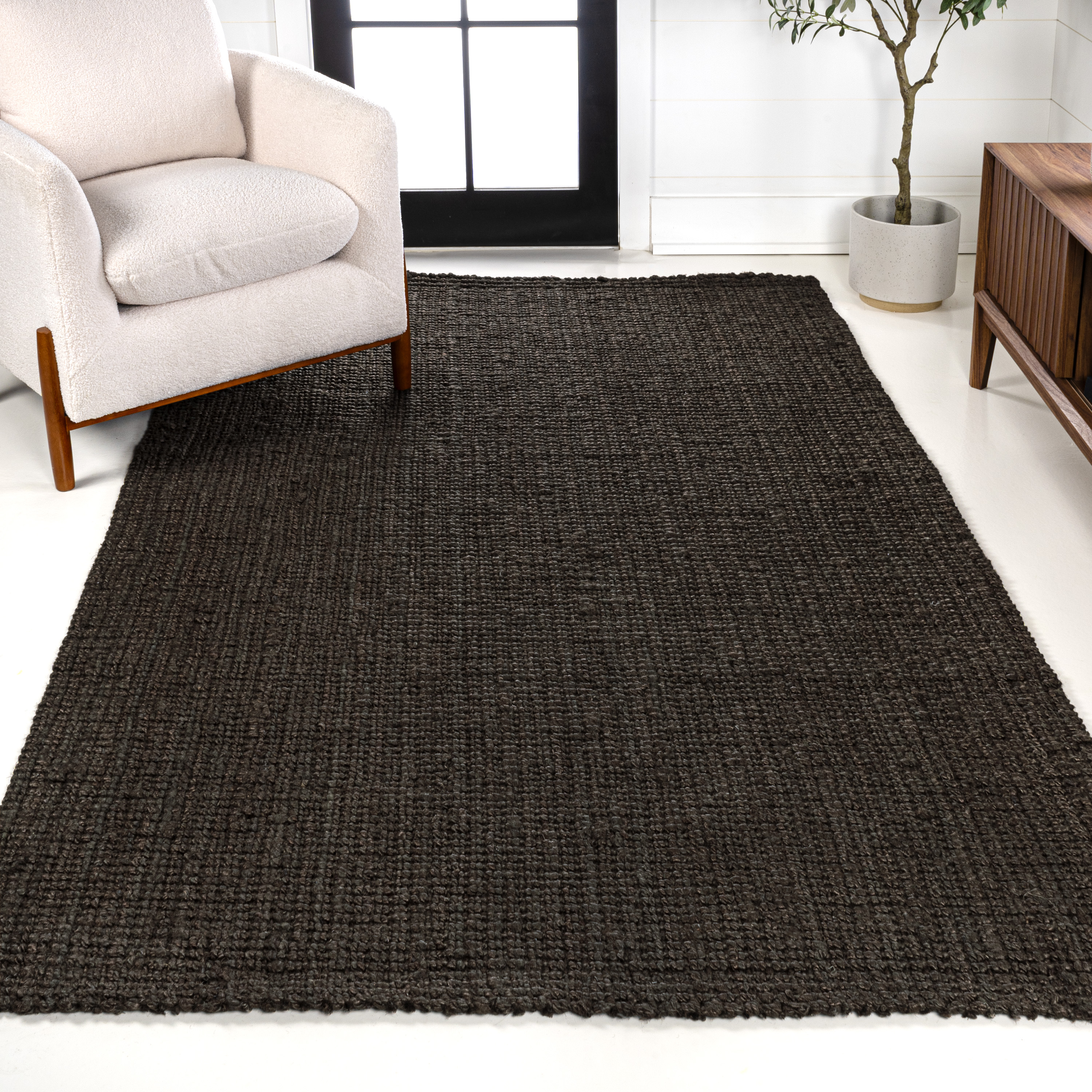 JONATHAN Y NATURAL FIBER 5 x 8 Area Rug, Pata Hand Woven Chunky Jute - Brown, NRF102G-5