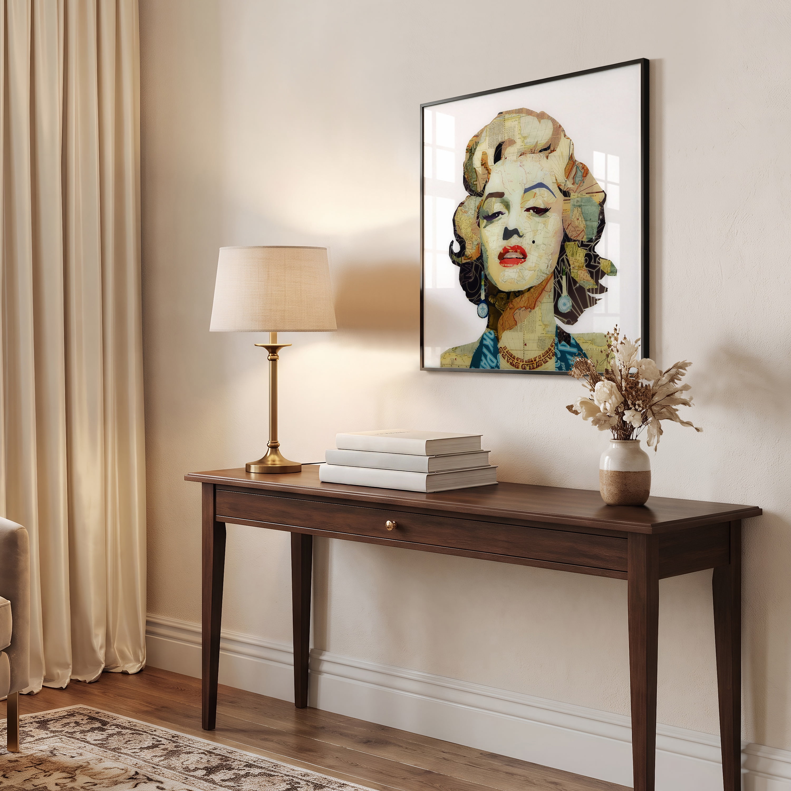 Empire Art Direct Homage to Marilyn on Reverse Printed Art Glass and Anodized Aluminum Black Frame Wall Art, 24" x 24" x 1", Ready to Hang