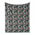 thumbnail image 1 of Flamingo Soft Flannel Fleece Blanket, Hawaiian Exotic Nature and Wildlife Theme with Birds Flowers and Leaves Rainforest, Cozy Plush for Indoor and Outdoor Use, 70" x 90", Multicolor, by Ambesonne, 1 of 6