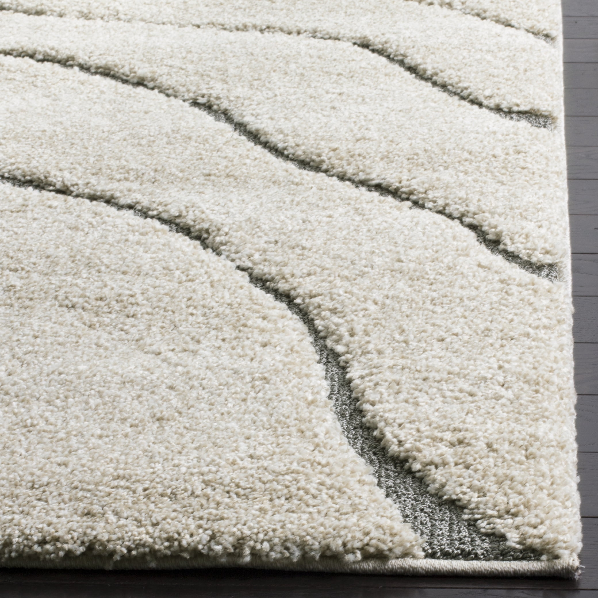 SAFAVIEH Florida Tabitha Geometric Waves Shag Area Rug, Cream/Grey, 8' x 10'