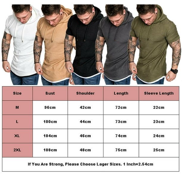 2020 nueva moda para hombre camiseta ajustada de verano de manga corta camiseta informal Tops ropa con capucha camiseta musculosa Bodega Aurrera en linea