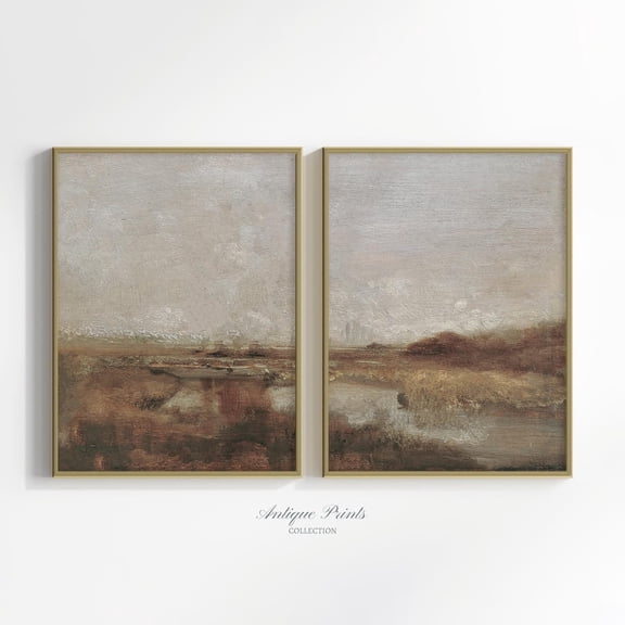 Vintage Fall Countryside Rustic Farmhouse Two Piece Wall Art Set 2 Unframed Paper Print 8x12