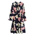 thumbnail image 1 of GDREDA Robe de Base pour Femme Ajustée à Manches Longues avec Nœud, Taille Élastique, Robe Mi-Longue, Robe Confortable, 1 of 4