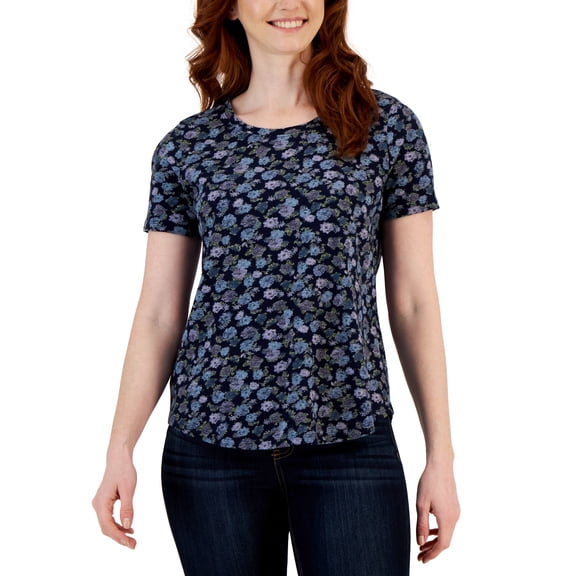 Petite Printed Classic Short-Sleeve T-Shirt Blue Meadown PS