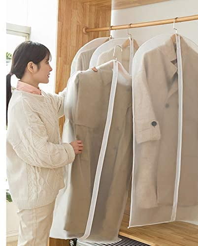 Plixio 6 Pack 60" Long Black Garment Bags for Clothing Storage of Dresses Suits 