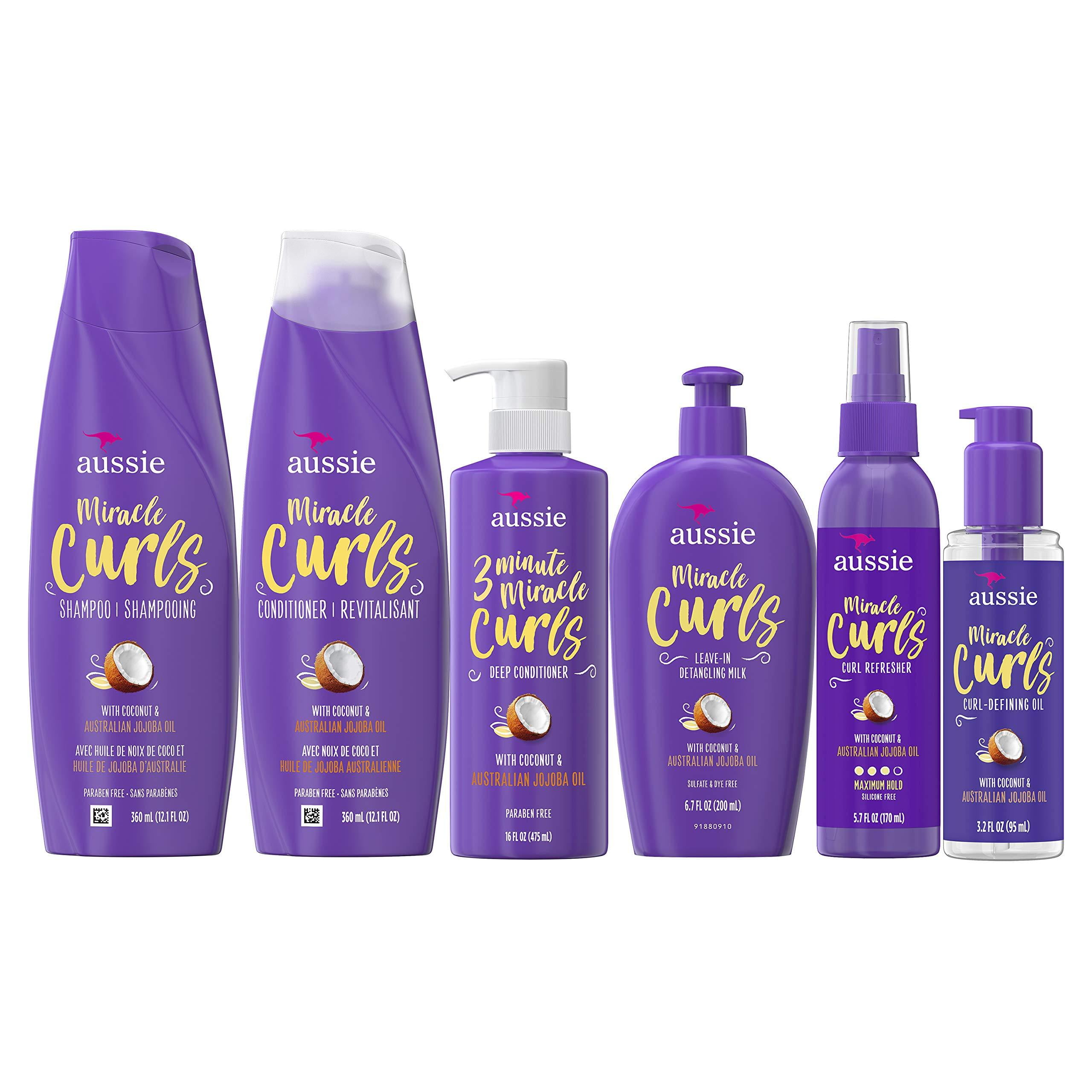 Aussie Aussie Curls Collection: Shampoo, Conditioner, Deep Conditioner, Spray Gel, Detangling Milk, and Oil Hair Treatment - Walmart.com