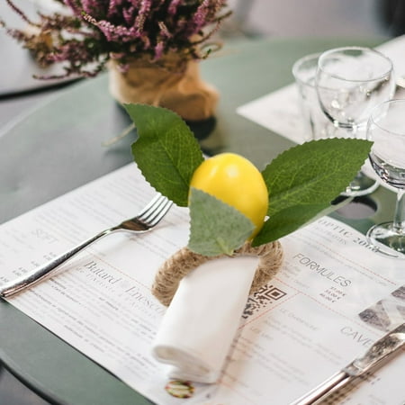 

lemon napkin rings 10PCS Handmade Napkin Rings Yellow Faux Lemon with Vine Napkin Ring for Wedding Dinner Party Banquet Serviette