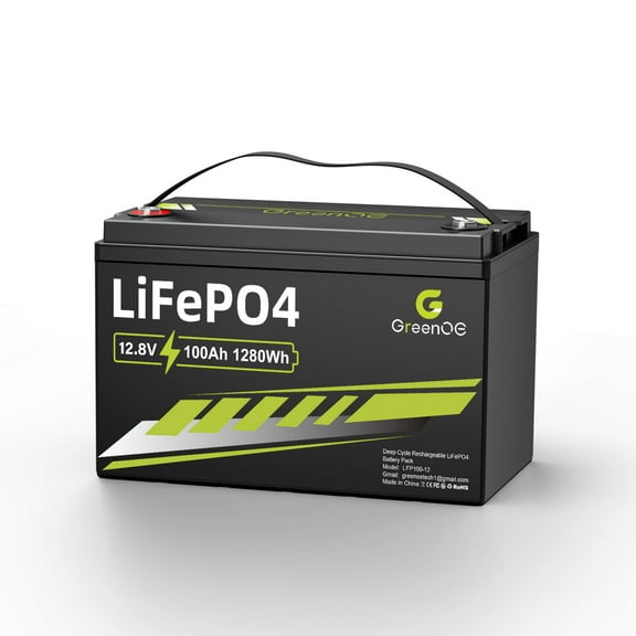 GreenOE 12V 100Ah LiFePO4 Battery Group 31,  Rechargeable Lithium Battery with 100A Built-in BMS, 15000 Deep Cycles for Solar Systems, RVs, Marine, Vans, Trailers Backup Power