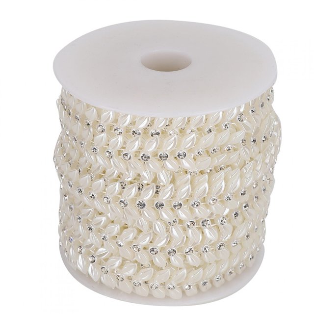 Hermosa cadena de cuentas de perlas de imitación de 10m con diamantes artificiales decoración artesanal accesorios DIY