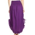 thumbnail image 2 of Sakkas Coco Long Cotton Ruffle Skirt with Pockets and Elastic Waistband - Purple - One Size Regular, 2 of 4