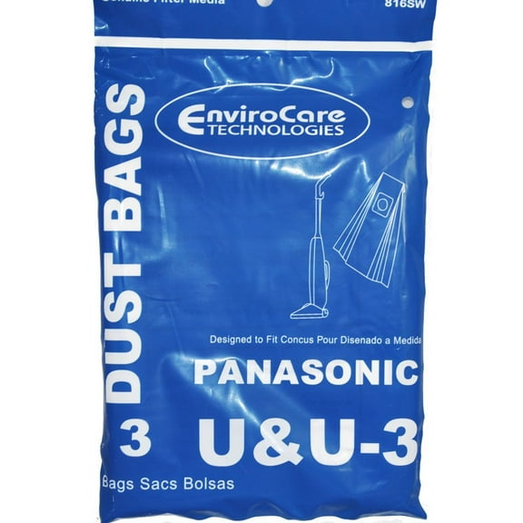 Upright Vacuum Bags Designed To Fit Panasonic U & U-3, 3 Pack