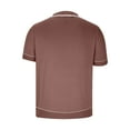 thumbnail image 5 of Lovskoo Mens Button Down Short Sleeve Shirt Collared Shirt Trendy Knit Ribbed Casual Solid Color Blouse Shirt Coffee, 5 of 7