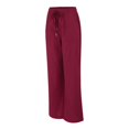thumbnail image 5 of YUEJUIR Women'S Pants Women'S Solid Color Cotton And Linen Wide Leg Pants Slit Drawstring High Waist Casual Loose Pants Casual Straight Leg Pants With Pockets Womens Dress Pants (Red,XXL), 5 of 5