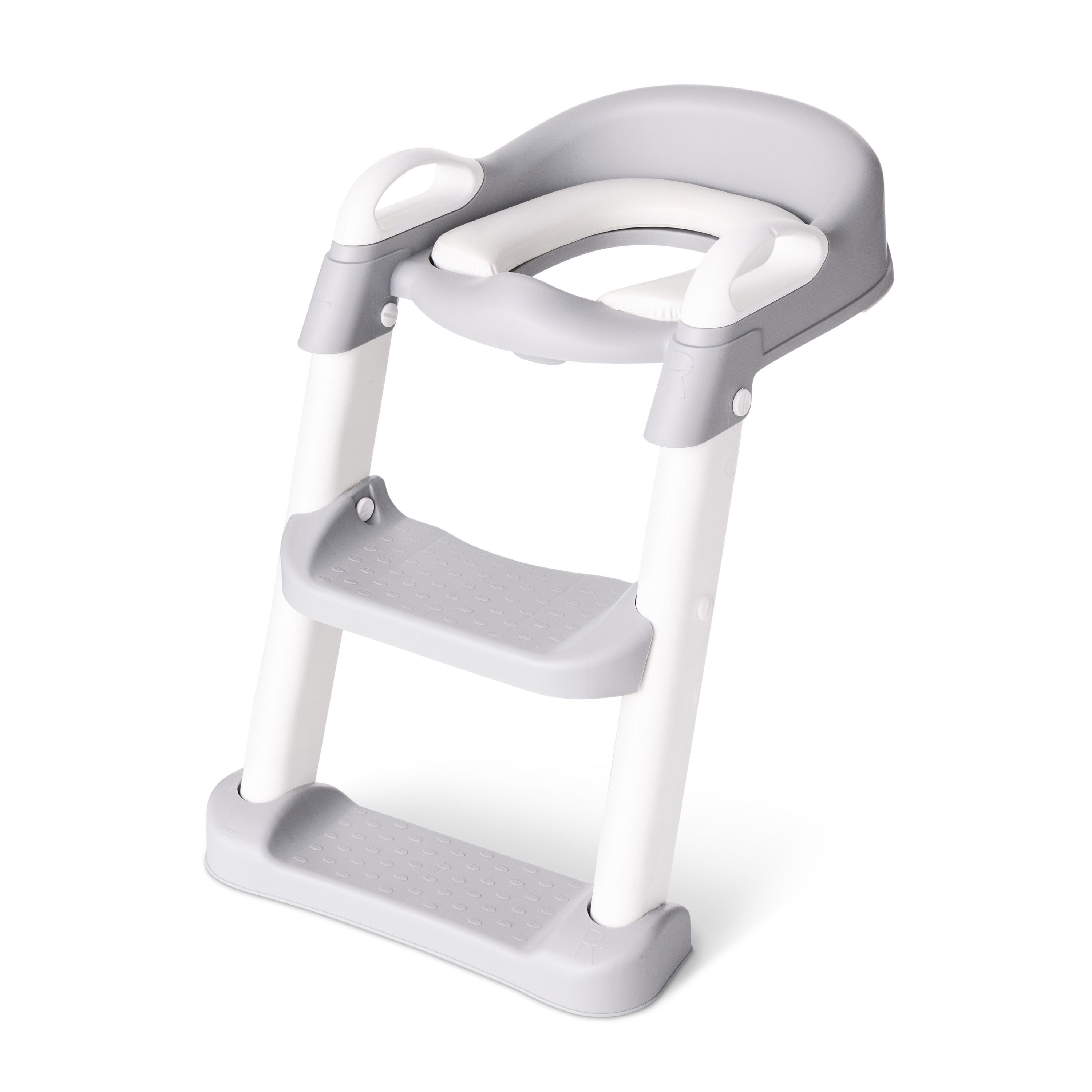 Regalo Toddler Potty Trainer Seat with Steps & Handles, Padded Contoured Seat, White/Gray, Ages 2–5