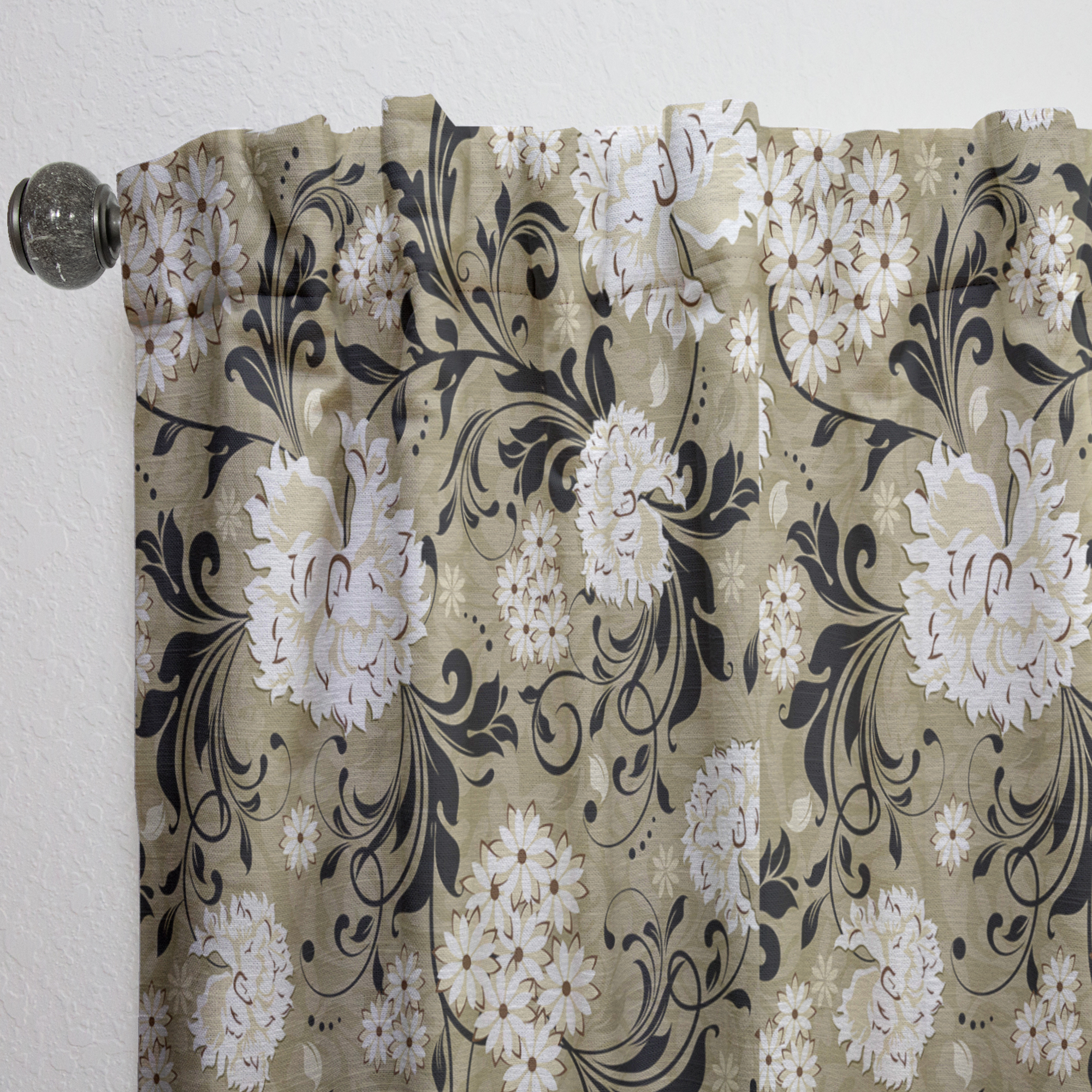Designart 'Abstract Retro Florals' Mid-Century Modern Curtain Panel