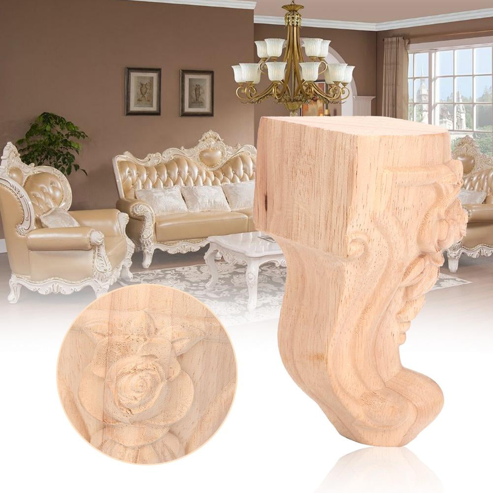 4Pcs Wooden Cabinet Legs Solid Wood Carved Table Foot Furniture Leg Sofa Feet 
