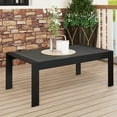 thumbnail image 2 of CozyHom Modern Outdoor Patio Aluminum Black Coffee Table, All Weather Metal Outdoor Rectangle Coffee Table Long Table, Black, 2 of 8