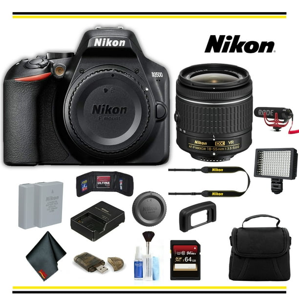Nikon D3500 DSLR Camera Advanced Bundle W/ Bag, Extra Battery, LED