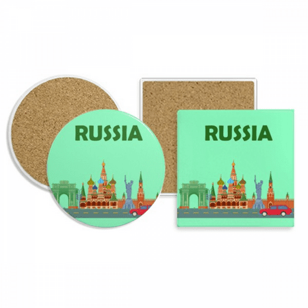 

Kremlin Sculpture Russia Graffiti Coaster Cup Mug Holder Absorbent Stone Cork Base Set