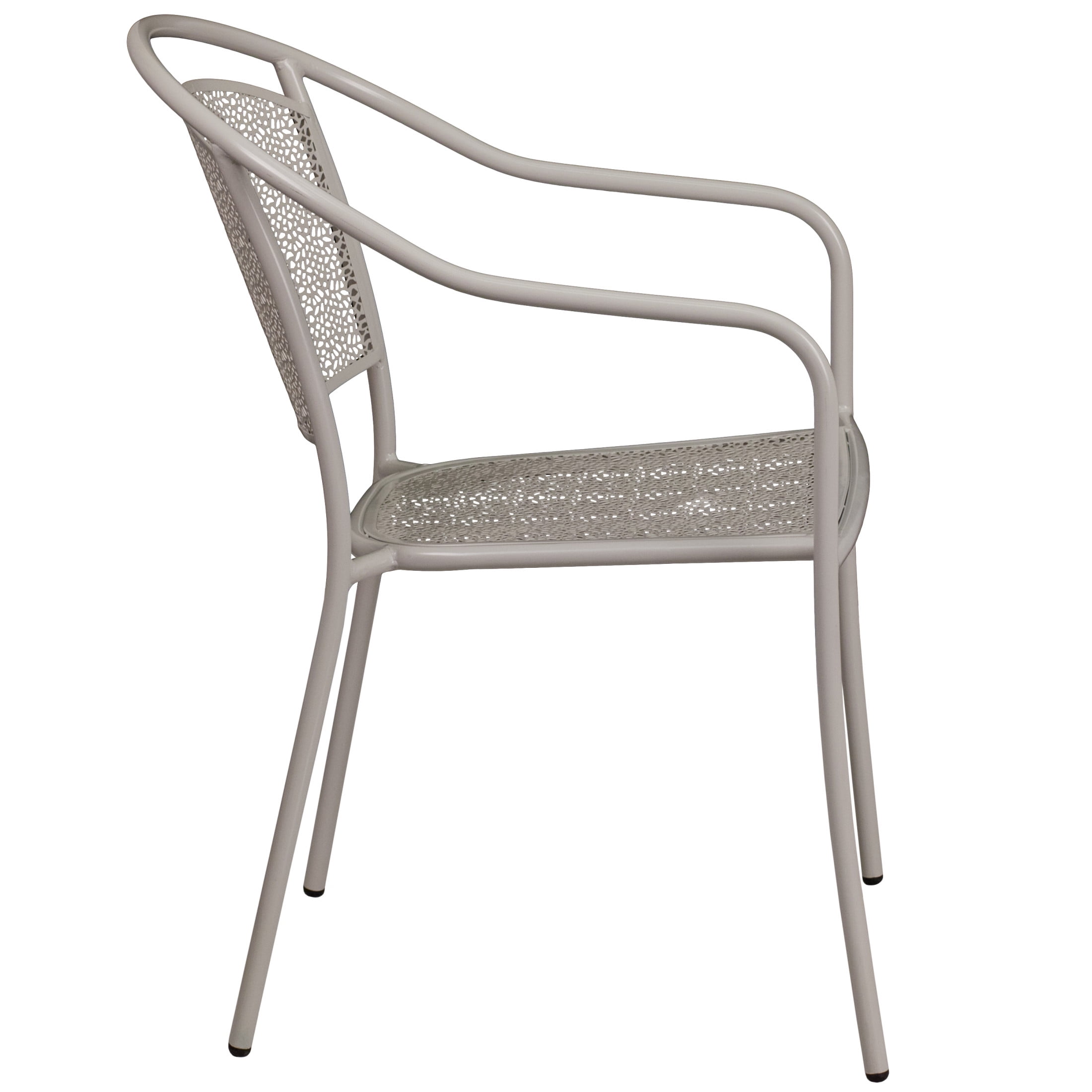 Flash Furniture Oia Commercial Grade 5 Pack Light Gray Indoor-Outdoor Steel Patio Arm Chair with Round Back