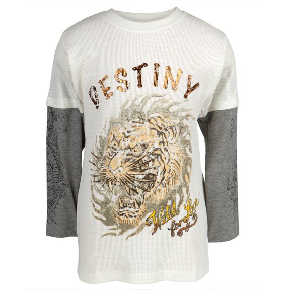 Ed Hardy - Destiny Tiger Youth 2fer Long Sleeve T-Shirt - Youth Medium
