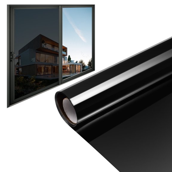 AntiGuyue 1 Roll 200M One Way Mirror Window Film, Reflective Home Privacy Sticker, UV IR Blocked Solar Tint Foil Glass Sticker, Black