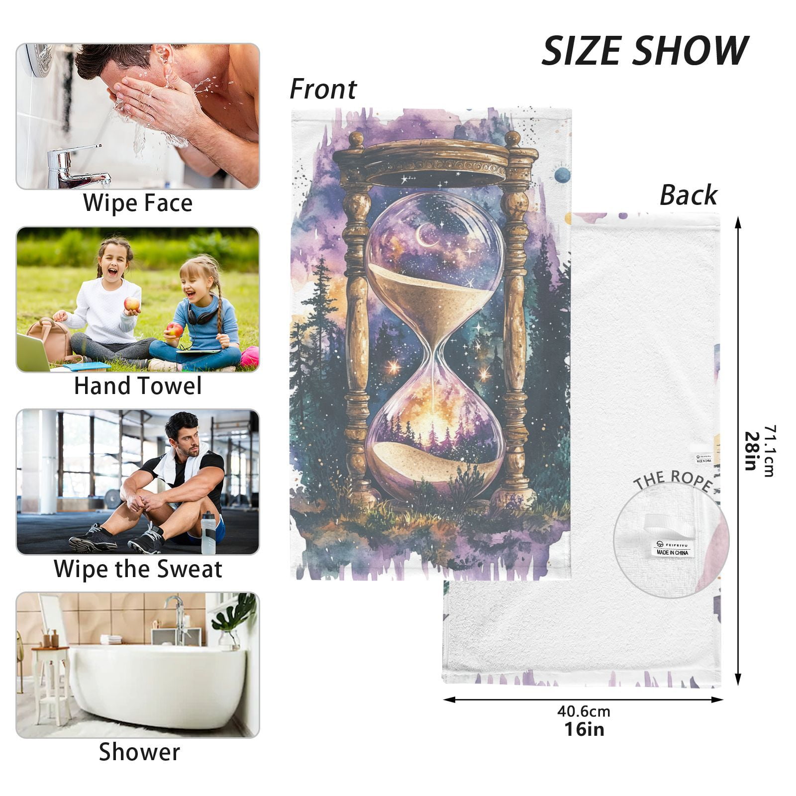 Hourglass Trees Starry Sky Hand Towels Cotton Bath Towels Large Face Towels Absorbent for Bathroom 2 Packs