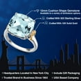 thumbnail image 2 of Gem Stone King 925 Silver and 10K Yellow Gold Sky Blue Simulated Aquamarine Solitaire Engagement Ring for Women | 6.00 Cttw | Cushion 12MM | Gemstone March Birthstone | Size 7, 2 of 6