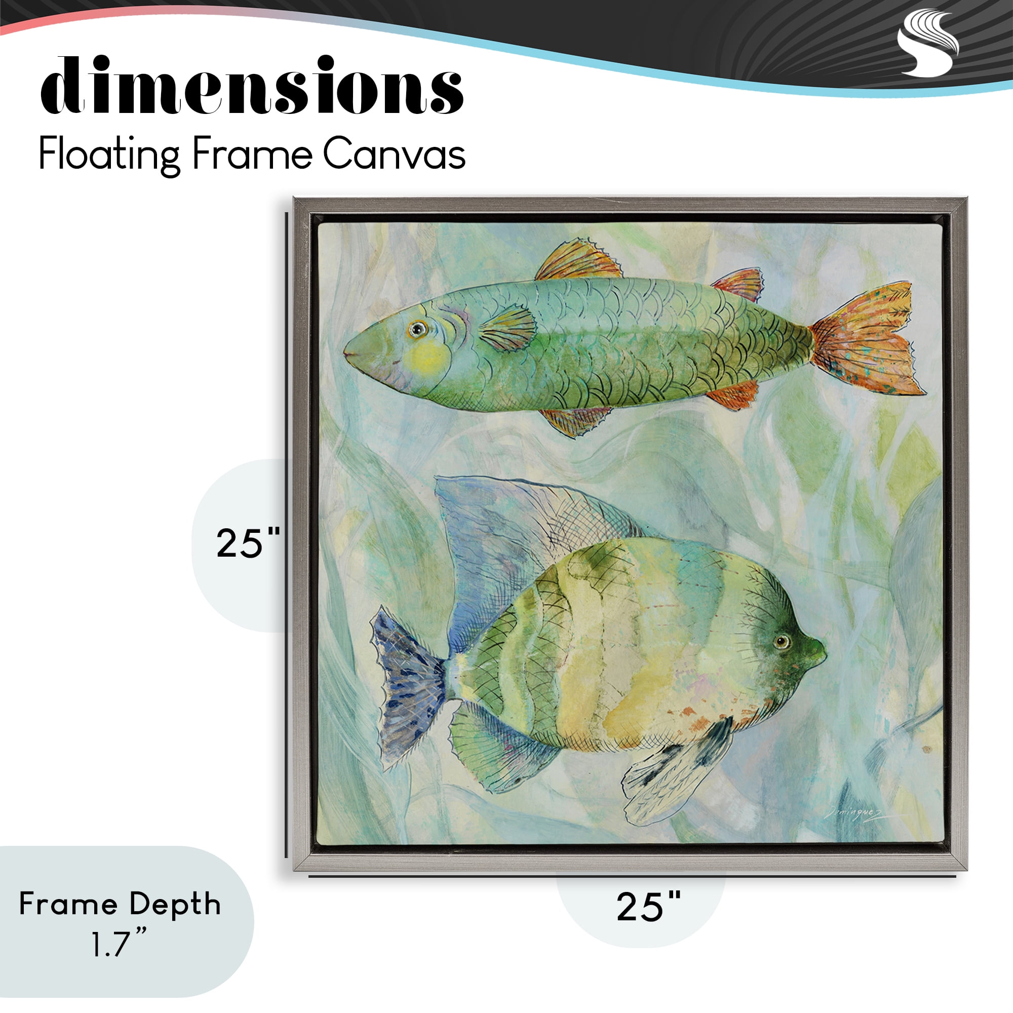 Stupell Industries Sweet Fish Duo Watercolor Gray Framed Floater Canvas Wall Art, design by Lorenzo Collective