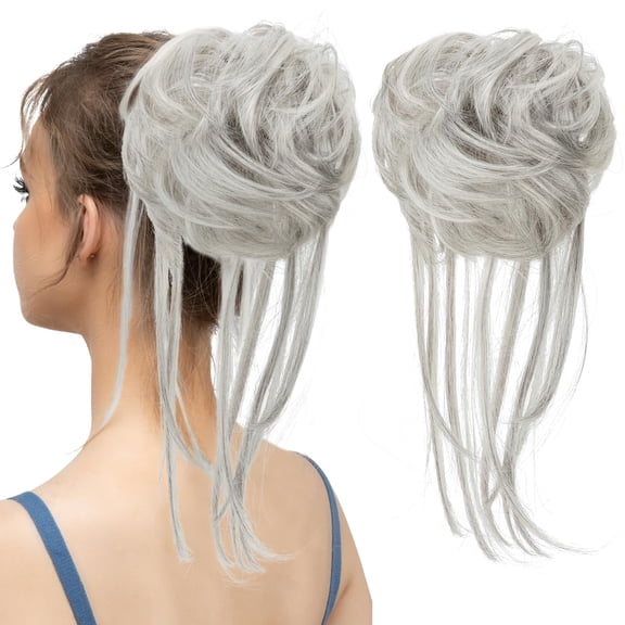 Large Messy Bun Hair Piece, Wavy Curly Scrunchie Synthetic Chignon Ponytail Hair Extensions, Thick Updo Hairpieces for Women, Fake Hair Bun Scrunchies for Daily Wear