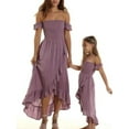 thumbnail image 3 of Mommy and Me Dresses Off Shoulder Chiffon Ruffled Long Dress Mother Daughter Matching Sundress, 3 of 3