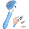 thumbnail image 1 of Cepillo para perros (azul), cepillo autolimpiante para perros y gatos, herramienta de cepillado para el cuidado de mascotas para eliminar suavemente la capa inferior suelta y el pelo enmarañado de la, 1 of 5