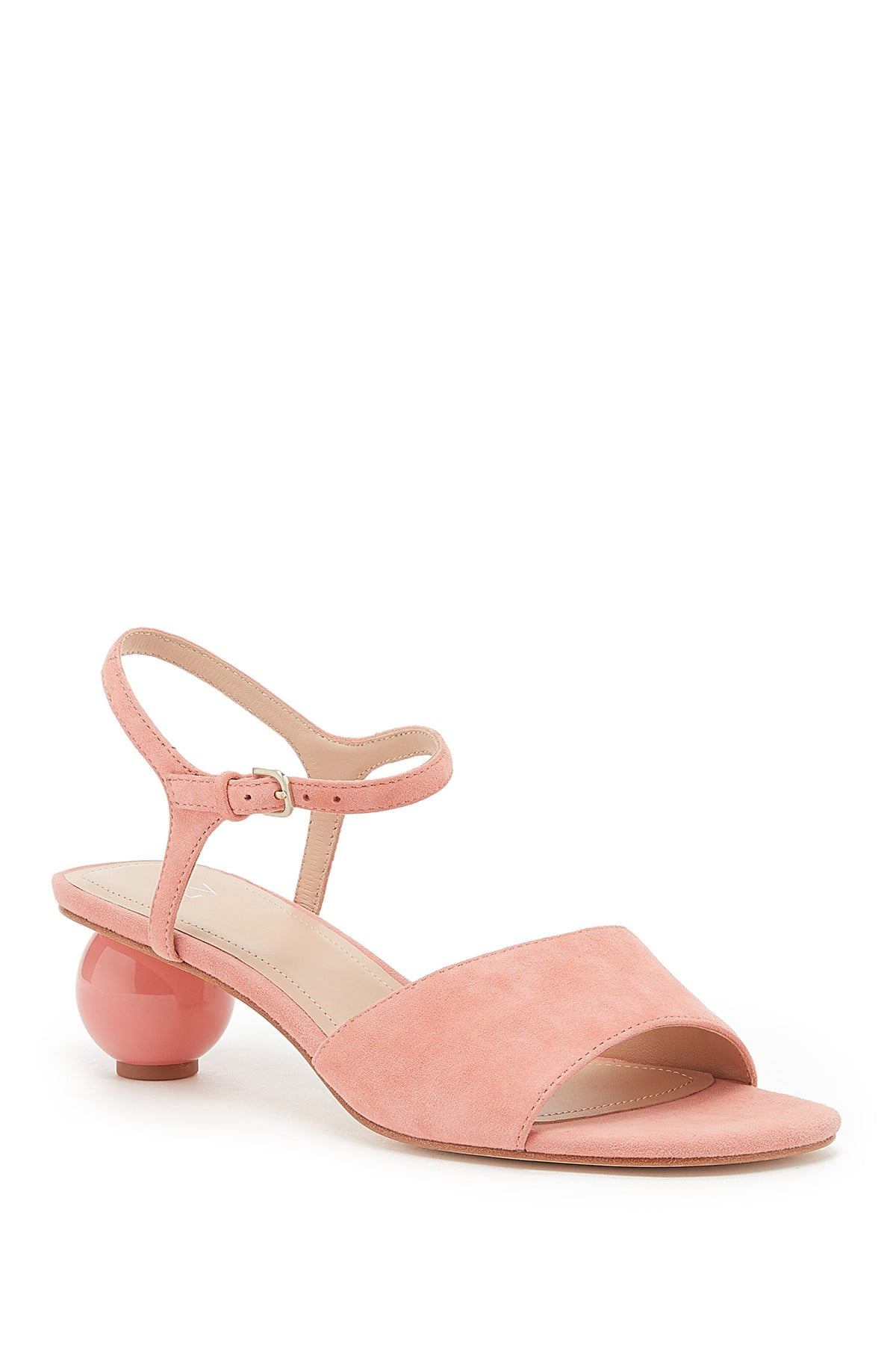 coral kitten heel sandals