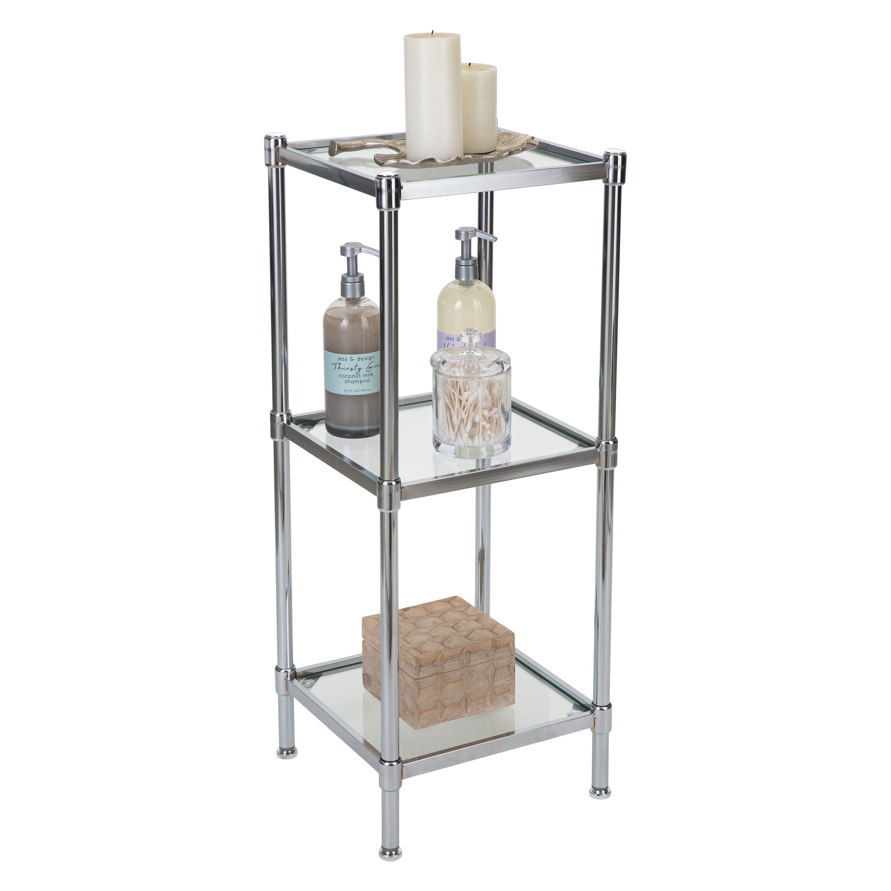 Organize It All 3 Tier Freestanding Steel Tempered Glass Shelving Tower - image 4 of 7