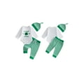 thumbnail image 2 of Spewahor Infant Baby Boys Irish Day Outfit 0 3 6 12 Months Crew Neck Letter Clover Embroidery Romper Drawstring Pants Hat Sets, 2 of 9