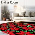 thumbnail image 2 of ODIKA 8'x10' Machine Washable Non-Slip Area Rug, Vintage Poinsettia Bloom Crochet Hook Kit Traditional Floral High Traffic Rug with Pad, Black, 633050, 2 of 8
