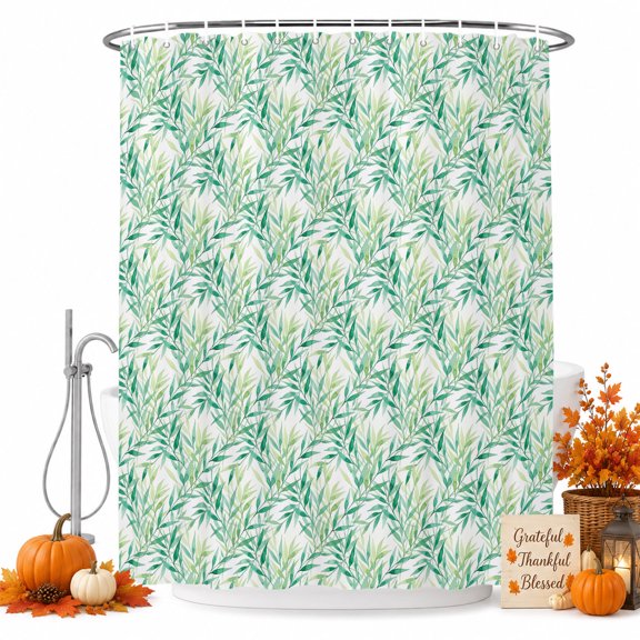 Spring Botanical Shower Curtain, Waterproof Shower Curtains for Bathroom, Watercolor Seasonal Leaves Rustic Washable Fabric Bathtub Curtain Set Bath Decor with 12 Hooks Stall 36"x72"