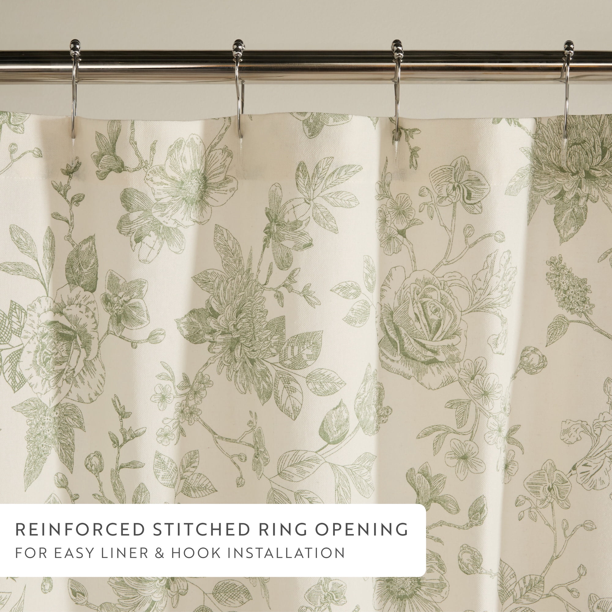 Cotton Blend Floral Print Shower Curtain by Comfort Canopy, 72" x 72", Sage Vintage