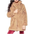 thumbnail image 1 of LSLJS Women Fashion Solid Pocket Color Jacket Plush Long Sleeves Lapel Coat, 1 of 6