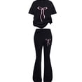 thumbnail image 5 of Girl's 2 Piece Outfits Graphic Crewneck Sweatshirts and Long Flare Pants Set Spring Fall Clothes Kids Clothing Set Black, 5 of 5