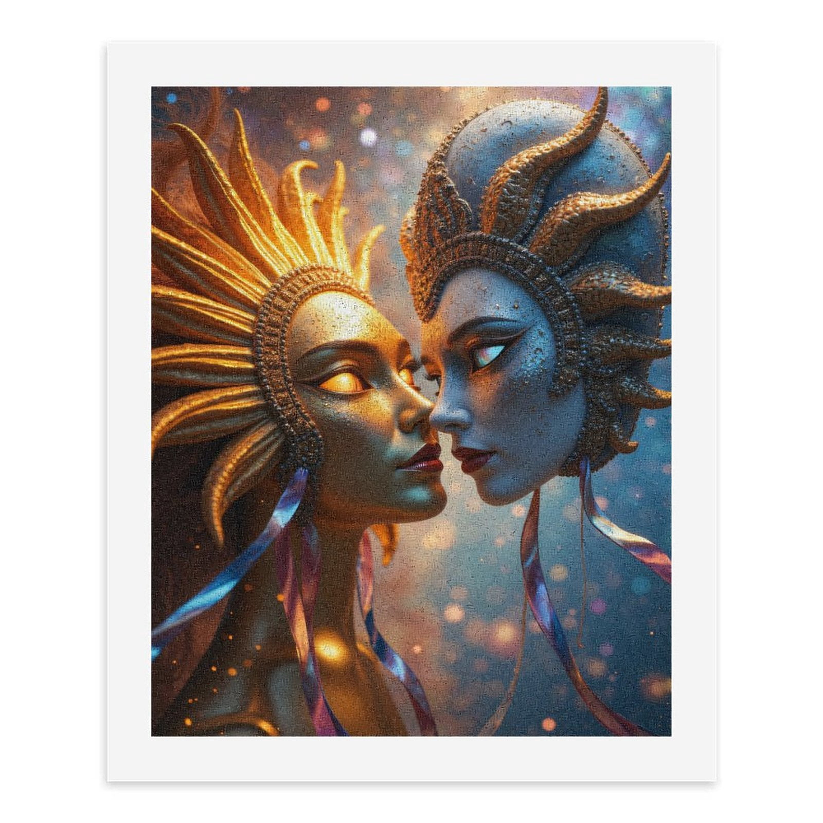 Paint By Numbers Kit for Adults Beginner - DIY Golden Sun Moon Faces Art Canvas Painting Kits for Adults, Frameless Paint By Number for Adults for Home Wall Decor 16x20 Inch
